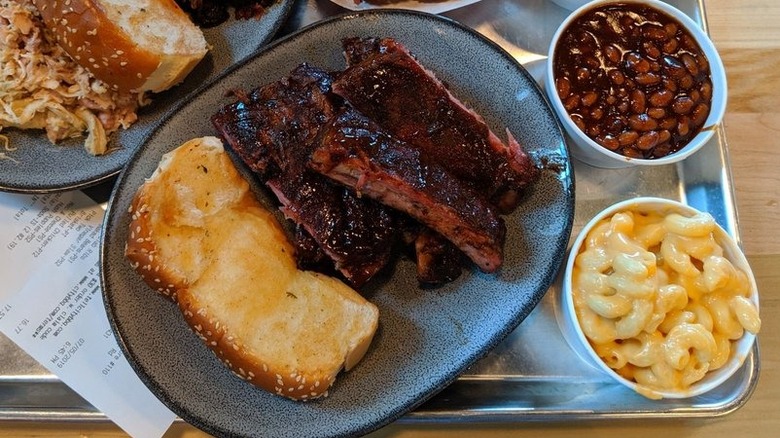 Barbecue pork ribs with bread from City Barbecue