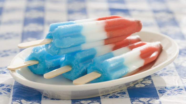 Three original Bomb Pops on a plate.