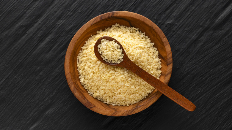 Panko breadcrumbs in wooden bowl