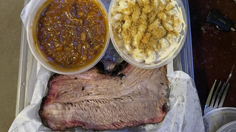 Brisket Platter with two sides including Mac and Cheese from ShireWood SmokeHouse BBQ