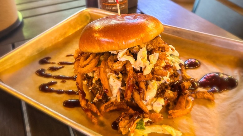 Chopped Brisket Sandwich, the Sloppy Marcus, from Big Bore Barbecue