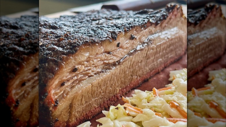 Brisket with slaw on the side from Stampede Barbecue