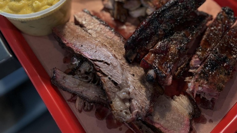 Sliced brisket from Kenny J's BBQ