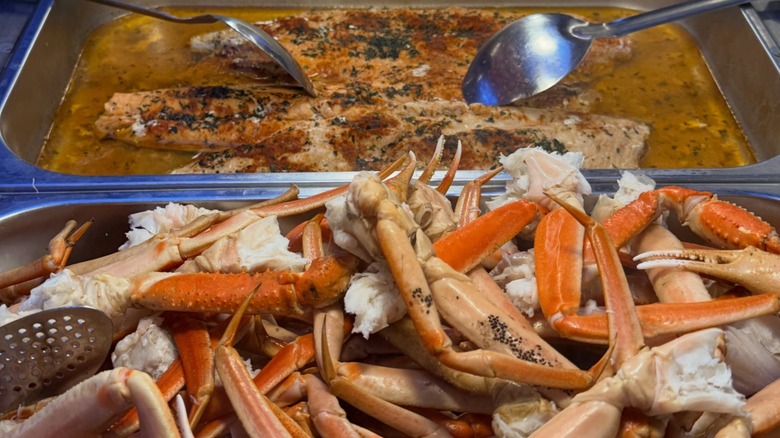 Crab legs and seafood options at Buffet of Louisiana