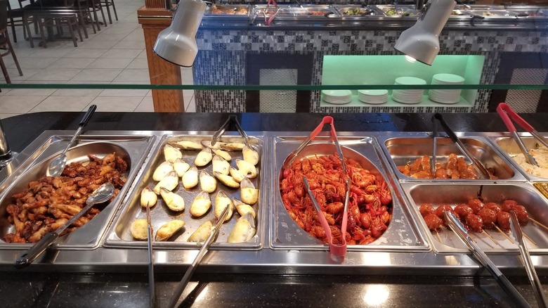 Various items on buffet line at Royal Chinese Buffet Restaurant