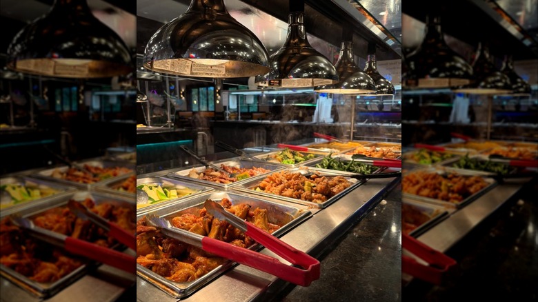 Various items on buffet line at Blossom Buffet