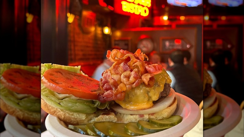 A Bistro Burger with bacon and cheese from Corner Bistro in NYC