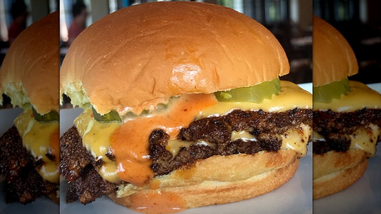 NFA Classic Double Burger on a plate