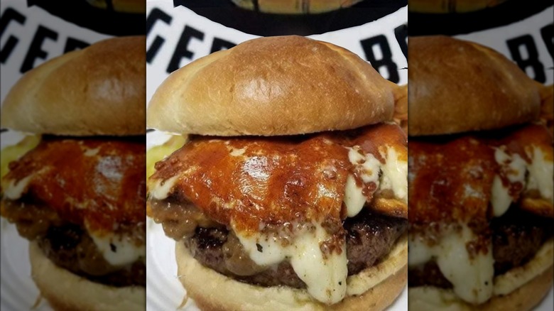 Close-up of Harley Jack's Poutine Burger