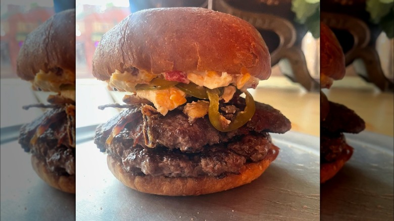 Ghost Burger on a metal platter