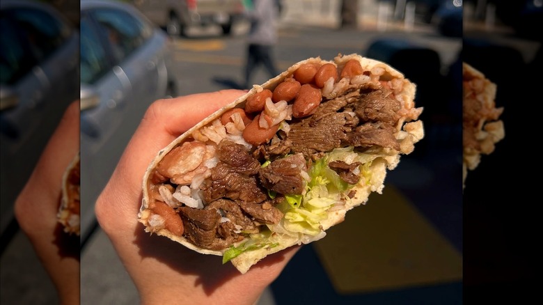 A bean and steak burrito from Yuca's Mexican Restaurant