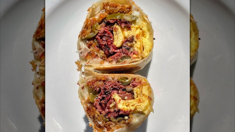 Cross-section of the pastrami burrito from Cofax