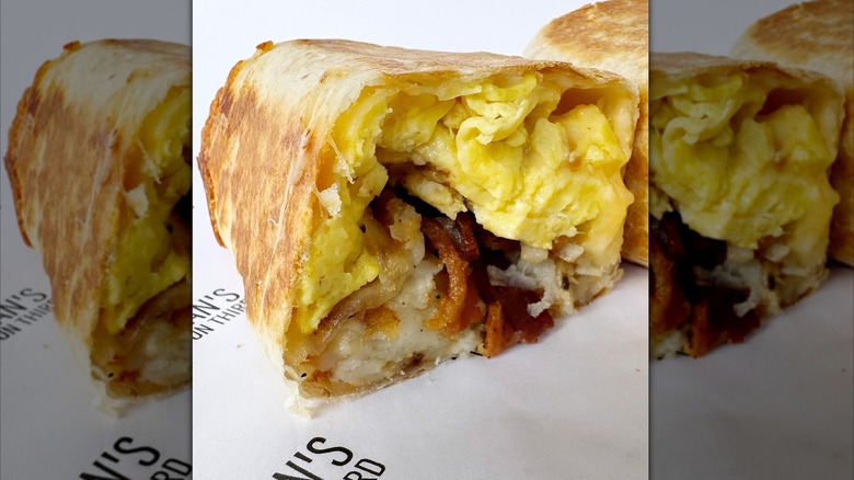 Half of a breakfast burrito from Joan's on Third