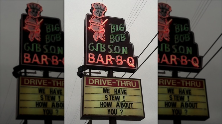 Big Bob Gibson BBQ neon Sign with mascot