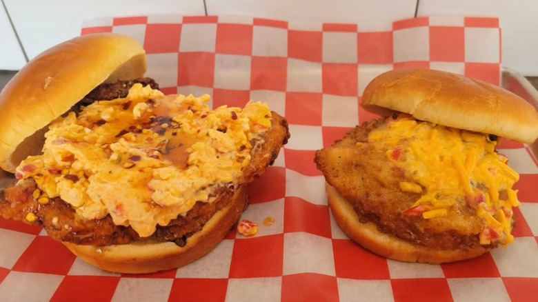 Roost Chicken and Biscuits with Pimento Cheese and Hot Honey