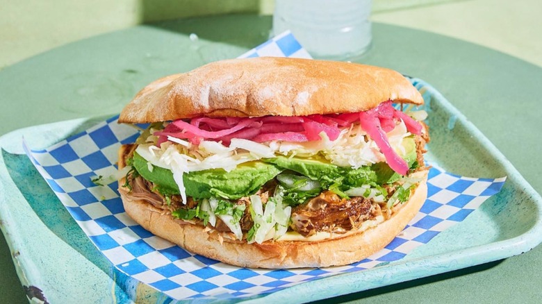 Pollo Pibil Chicken Sandwich on a tray at Güero in Portland