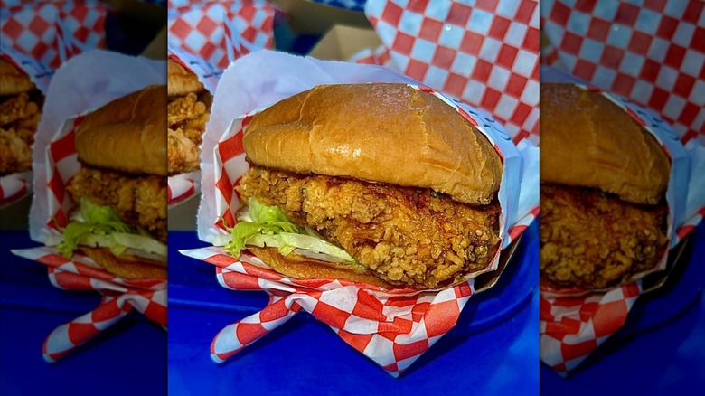 Cookies Country Chicken sandwich in paper wrapper