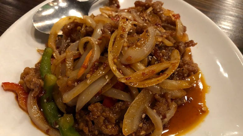 Chinese dish with onions and peppers from Taste of China.