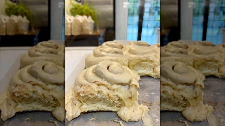 Louie and Honey's Kitchen tray of cinnamon rolls fresh from the oven