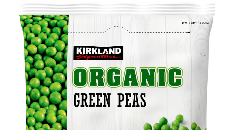 Kirkland organic peas packaging