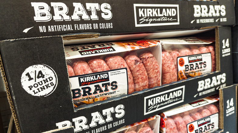 Costco bratwurst on display