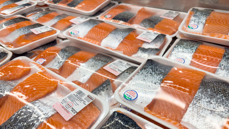 Costco salmon on display