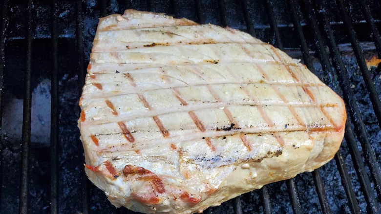 Costco tuna steak on the grill