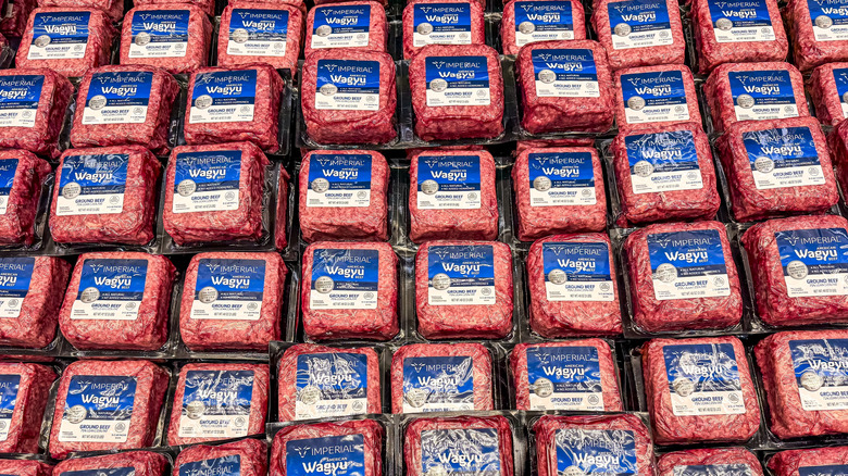 Costco wagyu ground beef on display
