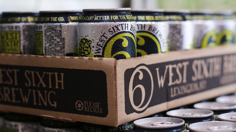 Beer cans lined up in book