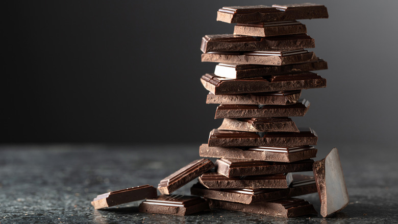Stack of chocolate bar squares