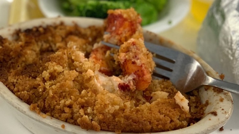 Lobster Pie from Maine Diner with a fork