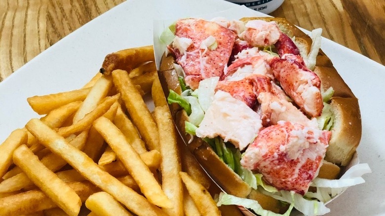 Lobster Roll with side of fries from Anthony's Seafood