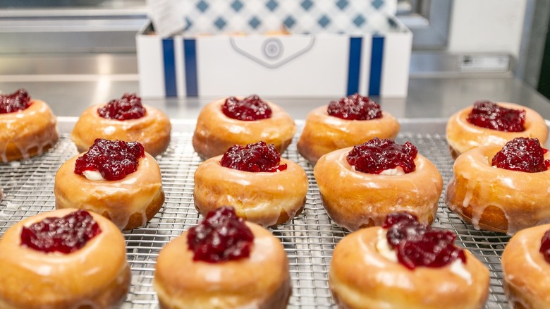 Cranberry jam on top of donuts