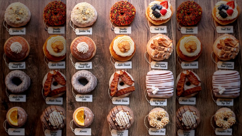 Donut display with assorted selection