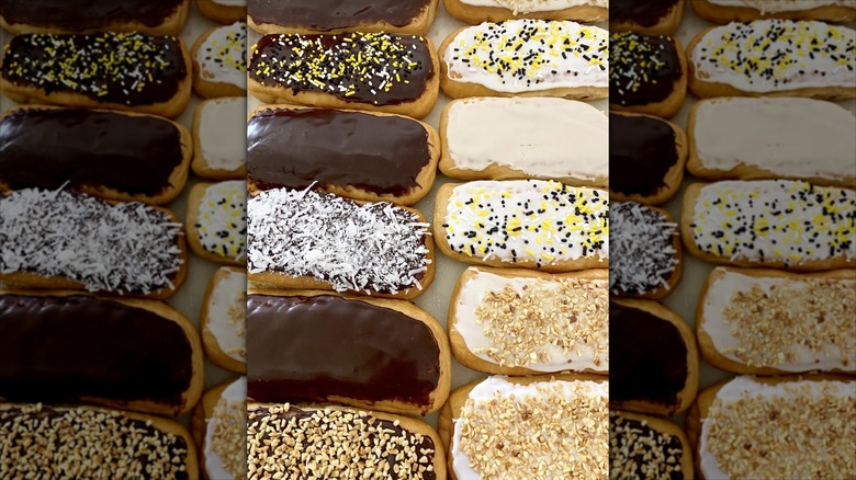 Long John donuts in columns