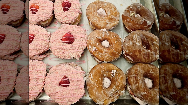 Strawberry and glazed donuts
