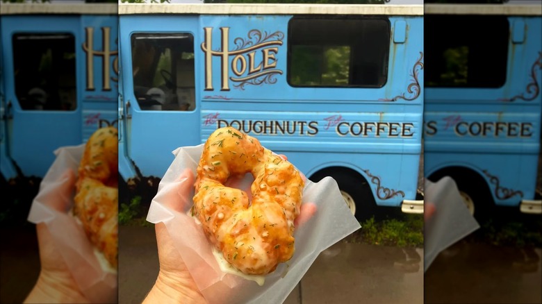 Donut in front of truck