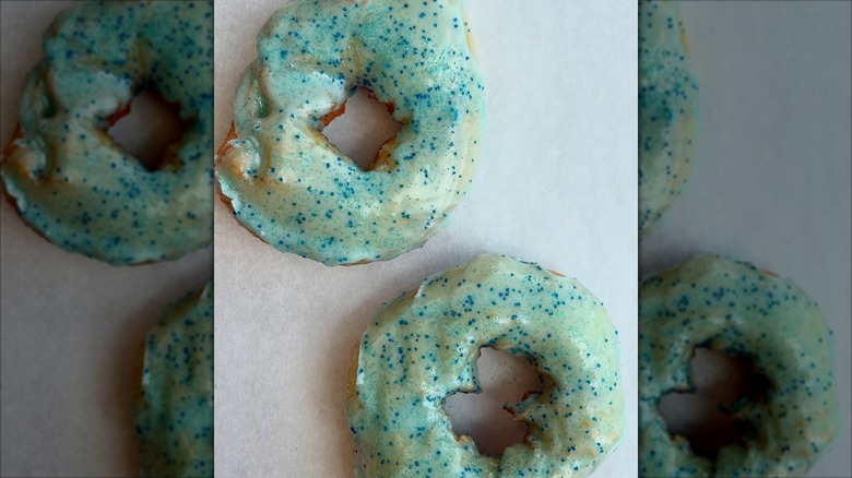Light blue glazed donuts