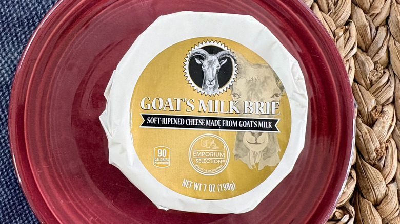 A round of Aldi Emporium Selection goat's milk brie