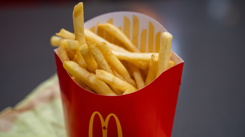 A container of the french fries from McDonald's