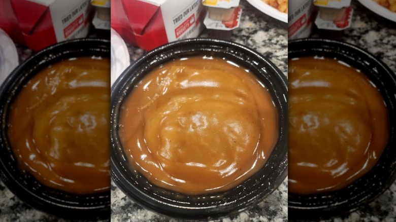 Mashed potatoes from KFC with the chain's gravy on top