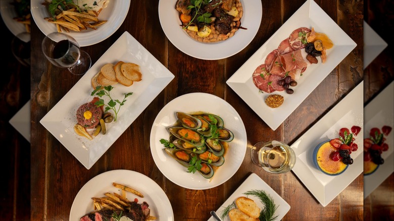 Table with several French dishes