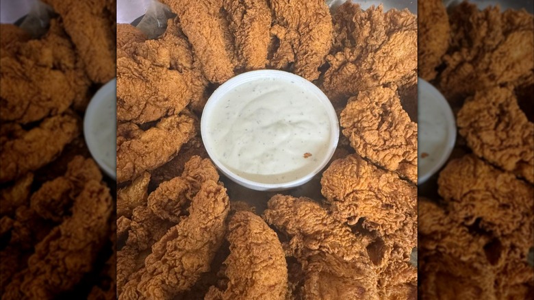 Chicken on The Bayou & Boudin Shop fried chicken with ranch dipping sauce
