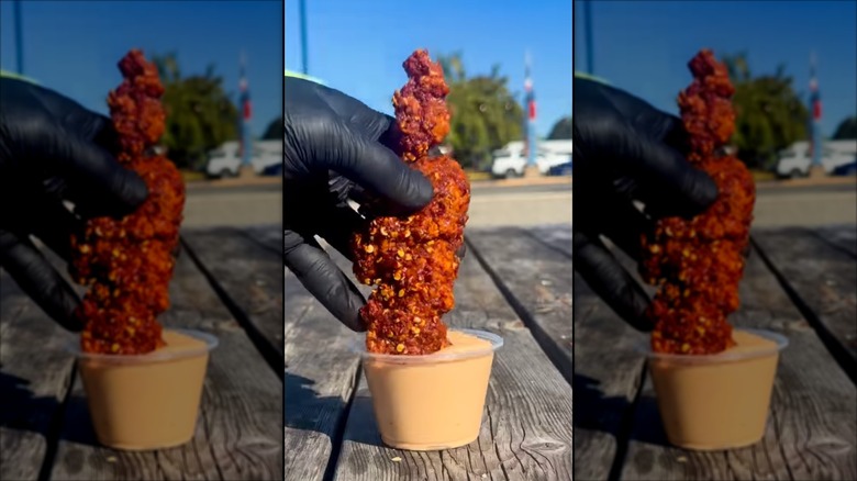 cross the road fried chicken strip with dipping sauce