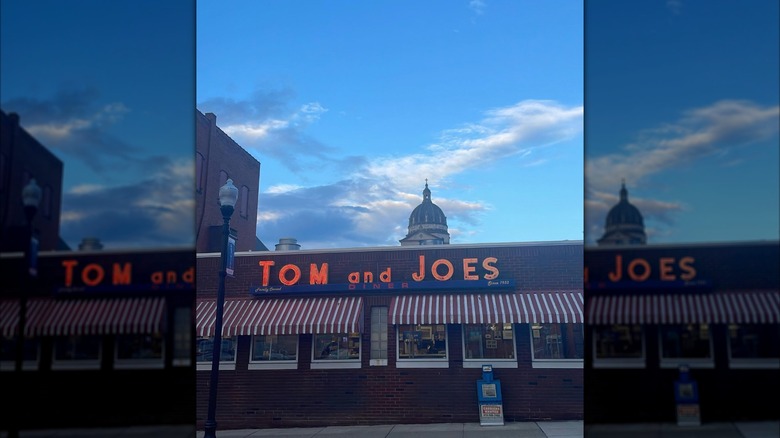 Tom And Joe's Diner exterior with red lettering