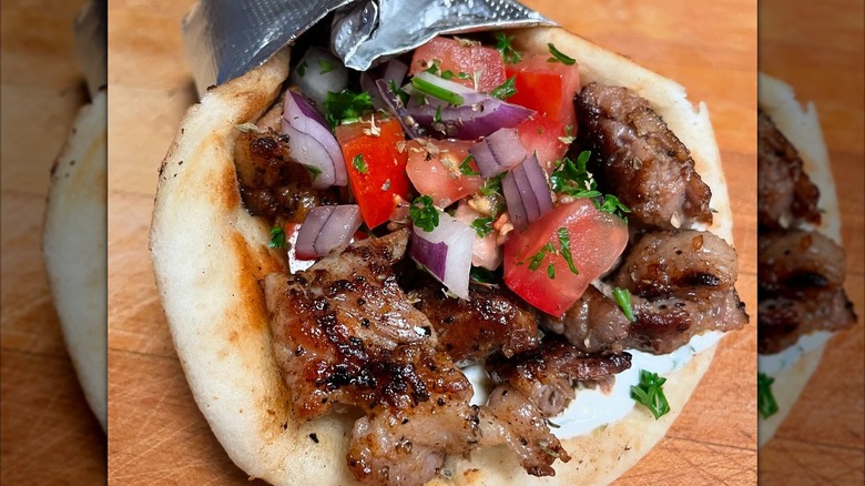 Gyro from Karella's Cafe wrapped in foil