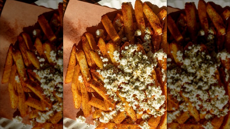 Greek French fries topped with feta from Tziki Souvlaki