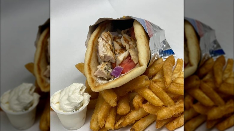 Chicken gyro and French fries from Papa Nick's