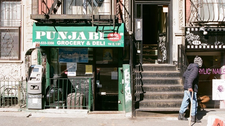 The charming frontage of Punjabi Grocery in NYC