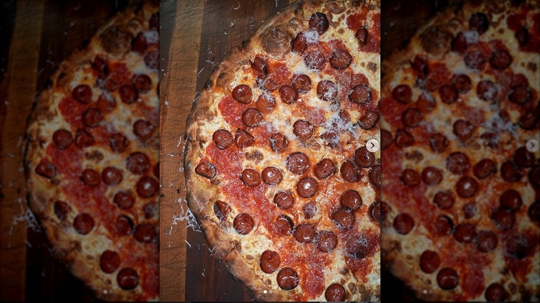 Whole pepperoni pizza from Lucky Charlie